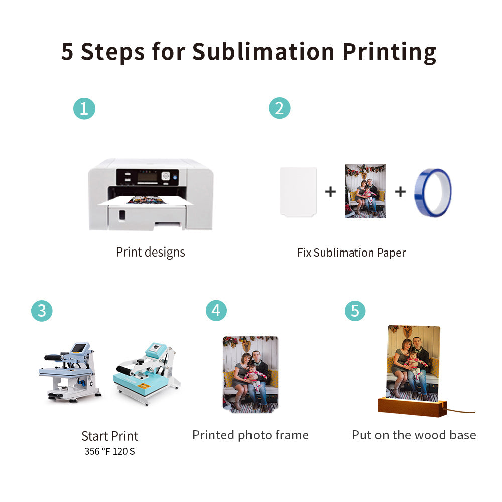 Wholesale 5" x 7" Sublimation LED Acrylic Photo Frames Night Lights Bulk Blanks with Warm Color Light, with Wood Stand Mother's Day Gift