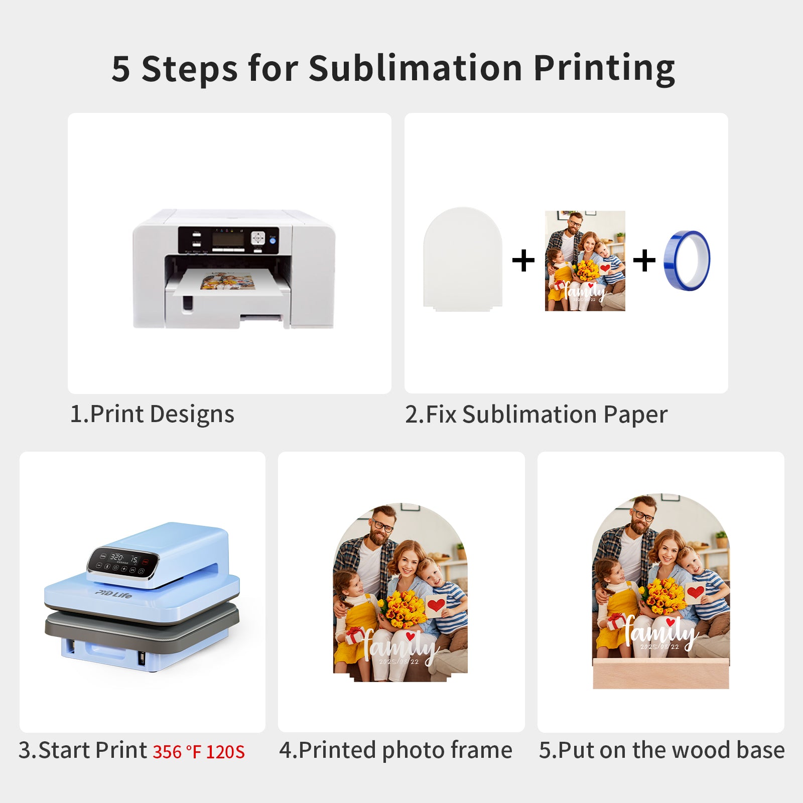 Wholesale 6" x 8" Sublimation LED Acrylic Arch Photo Frames Night Lights Blanks with Warm Color Light,with Wood Stand for Heat Press Machine Printing 8 Pack & 24 Pack & 48 Pack