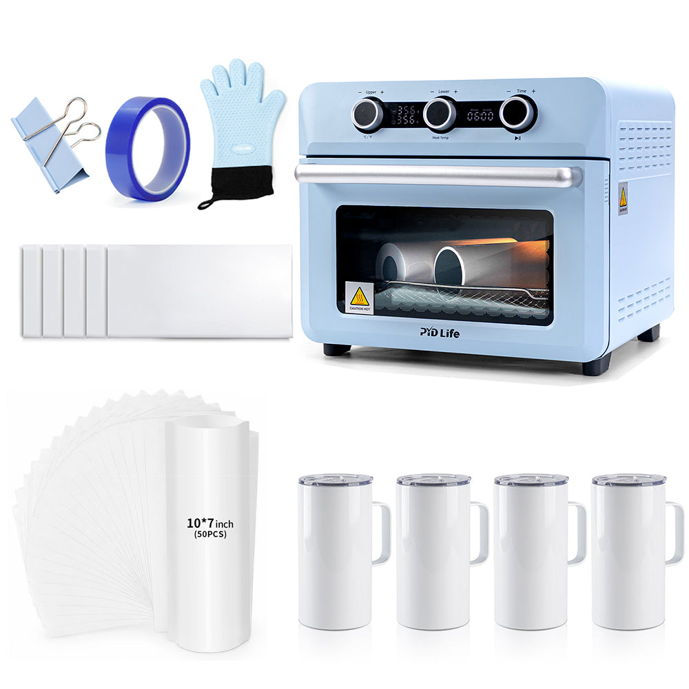 25L Sublimation Oven Starter Benginers Kit Bundle with L10" x W 7" Shrink Wrap Film,Mug or Tumbler