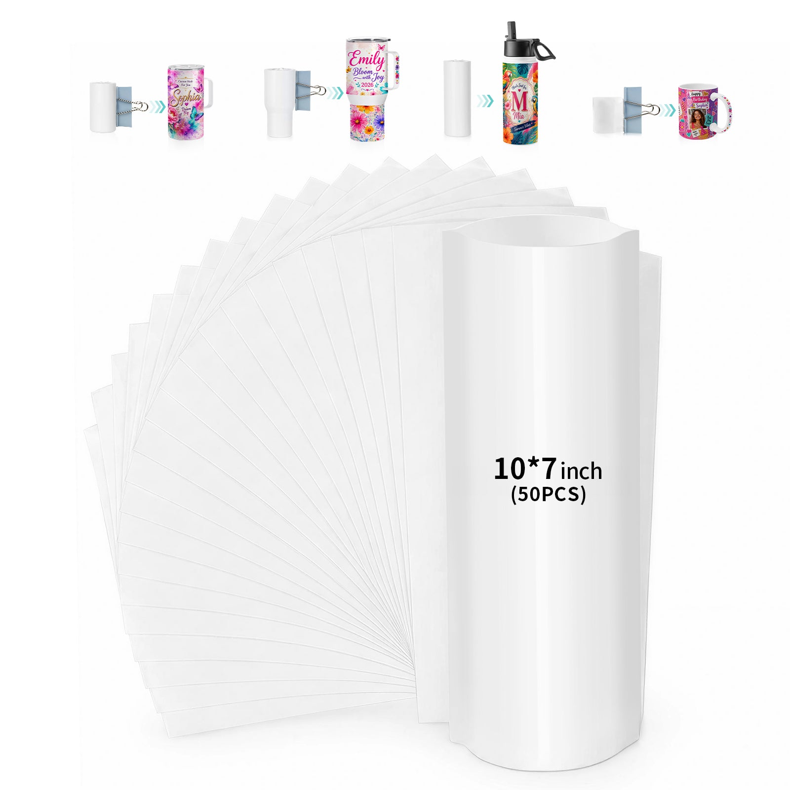 Wholesale Shrink Wrap Film for Sublimation Water Bottle Mug 10" x 7" Designed for 18 OZ Sublimation Tumblers,11 OZ 15 OZ 20 OZ Mugs Full Wrap Printing by Sublimation Oven