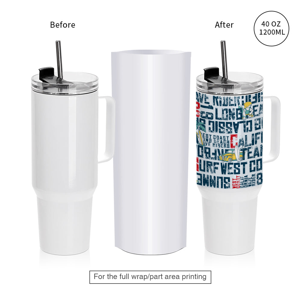 PYD Life 50 Pcs Sublimation Shrink Wrap Sleeve White Bags 11.8 x 7.7 inch for 40 oz Tumbler with Handle,Large Capacity Sublimation Water Bottles