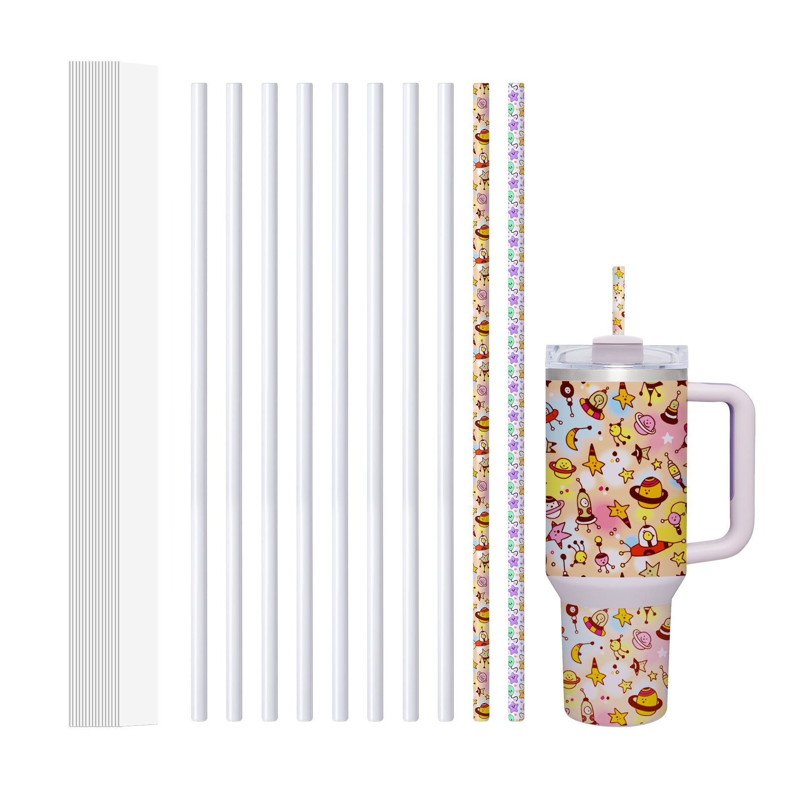 Sublimation Stainless Steel Straws S 0.3" x L 8.5" 10.2" 12.4" for 40 OZ 30 OZ 20 OZ 16 OZ Sublimation Tumblers Mugs Cups