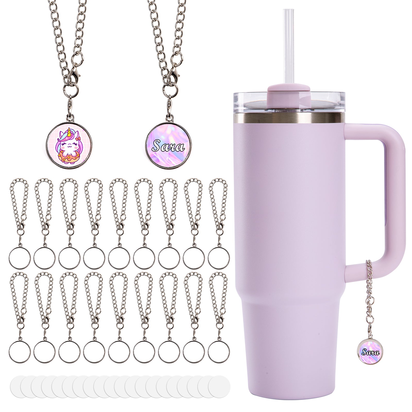 20 Pack Sublimation Charms Accessories for Stanley Yeti Cups White Blanks Metal Round 0.86"Thickness 0.1"(3mm)