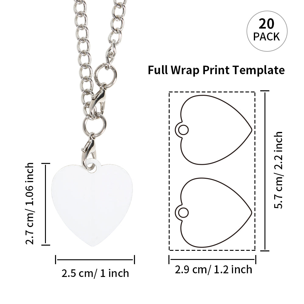 4 Shapes 20 Pack Sublimation Charms Accessories for Stanley Yeti Cups White Blanks Aluminum Doudle-sided Printable 20 Pack