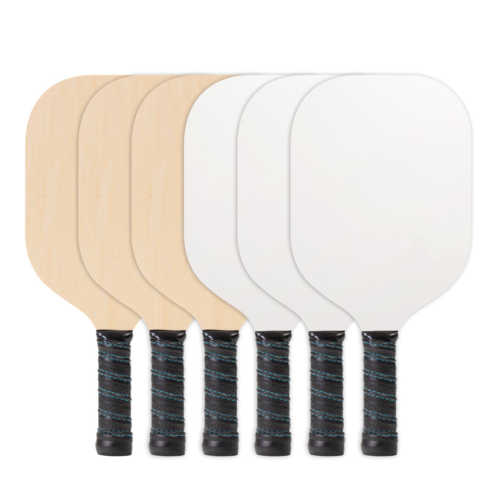 Wholesale Sublimation Sports Pickleball Paddles Blanks 7.5" x 15.5" Plywood, Double Sided Printable One Side White One Side Wood Bulk 6 Pack & 24 Pack & 48 Pack