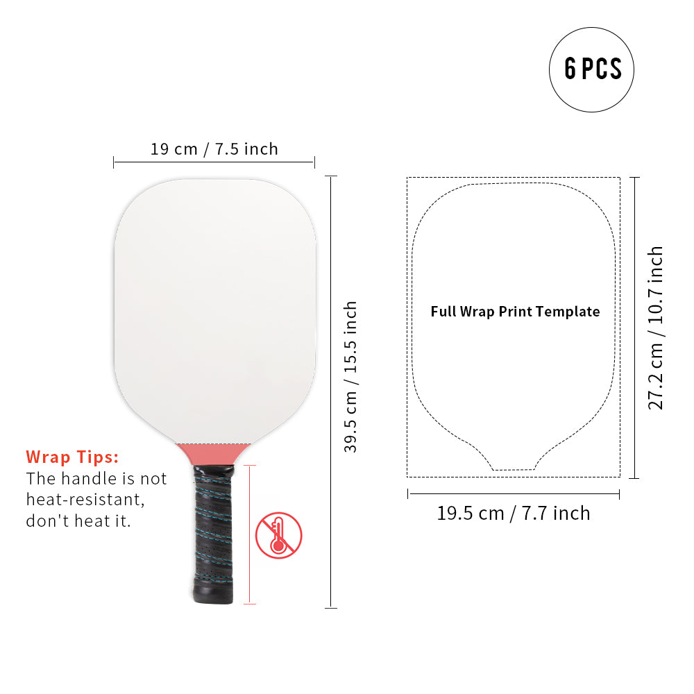 Wholesale Sublimation Sports Pickleball Paddles Blanks 7.5" x 15.5" Plywood, Double Sided Printable One Side White One Side Wood Bulk 6 Pack & 24 Pack & 48 Pack