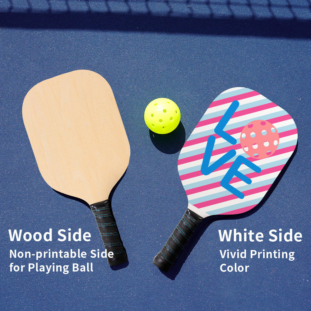 Wholesale Sublimation Sports Pickleball Paddles Blanks 7.5" x 15.5" Plywood, Double Sided Printable One Side White One Side Wood Bulk 6 Pack & 24 Pack & 48 Pack