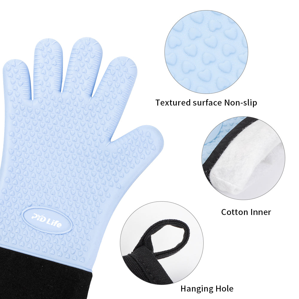 2 PCS 1 Pair Heat Resistant Gloves Silicone for Sublimation Blue Heat Proof Gloves Sublimation Accessories Tools for Tumbler Heat Press Sublimation Oven Sublimation Printing