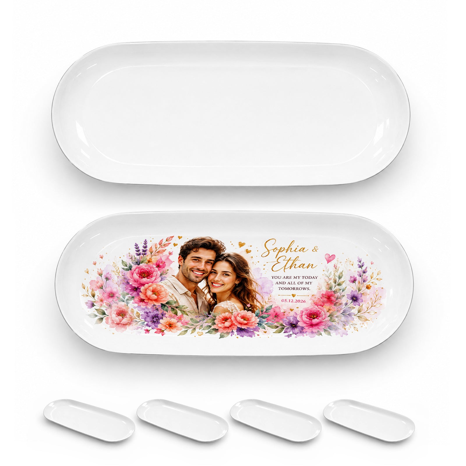 Wholesale Sublimation Blanks Jewelry Tray Stainless Steel 9" x 3.7" White Printable Surface, Silver Back Metal Trinket Dish for DIY Personalized Gifts for Jewerly Display 6 Pack(Pre-Order)
