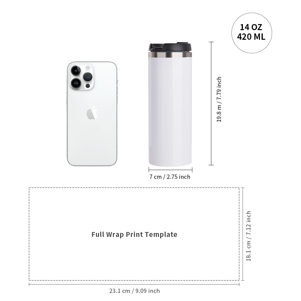 Wholesale 14 OZ Sublimation Tumblers Water Bottles White with Lid Stainless Steel Double Walled Coffee Tumblers Vacuum Insulated Flasks for Tumbler Heat Press 8 Pack & 24 Pack & 48 Pack