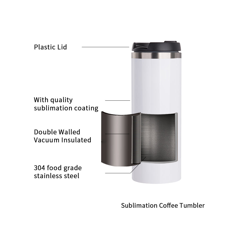Wholesale 14 OZ Sublimation Tumblers Water Bottles White with Lid Stainless Steel Double Walled Coffee Tumblers Vacuum Insulated Flasks for Tumbler Heat Press 8 Pack & 24 Pack & 48 Pack