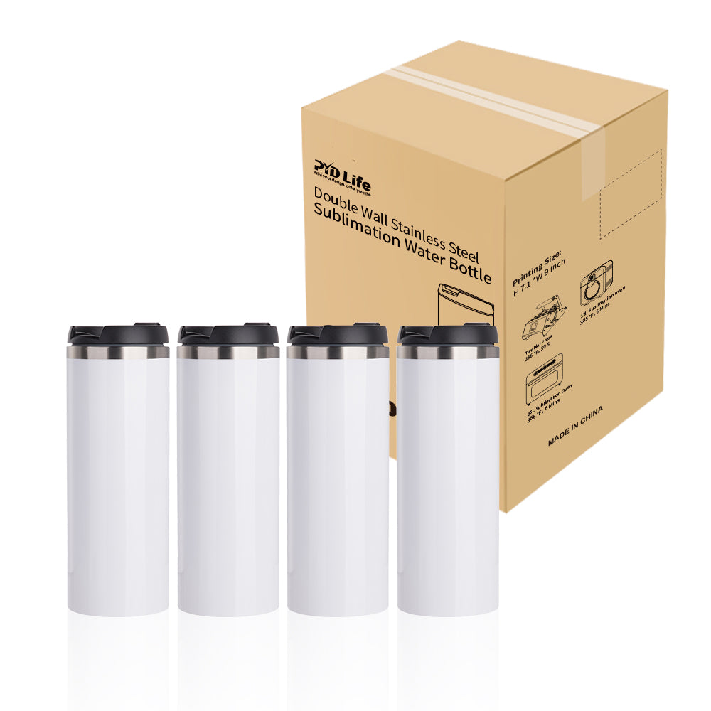 Wholesale 14 OZ Sublimation Tumblers Water Bottles White with Lid Stainless Steel Double Walled Coffee Tumblers Vacuum Insulated Flasks for Tumbler Heat Press 8 Pack & 24 Pack & 48 Pack