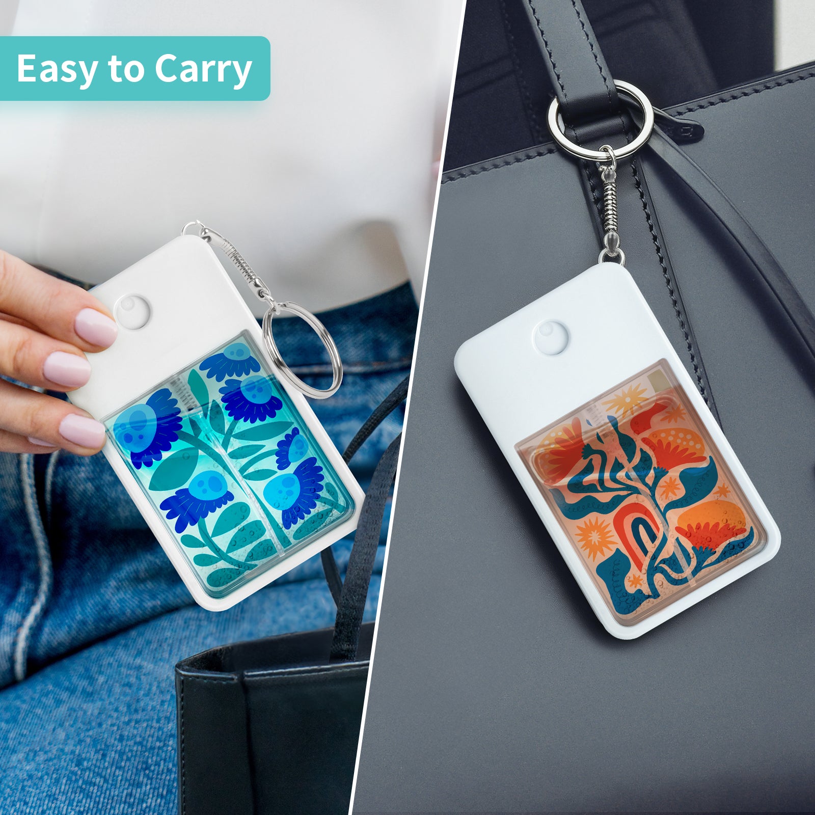 Wholesale Sublimation Blanks Card Perfume Spray Bottle 1FL. OZ 30 ml White with Key Ring, Portable Refillable Travel Sprayer with Double-Sided Sublimation Aluminum Sheets for DIY 12 Pack