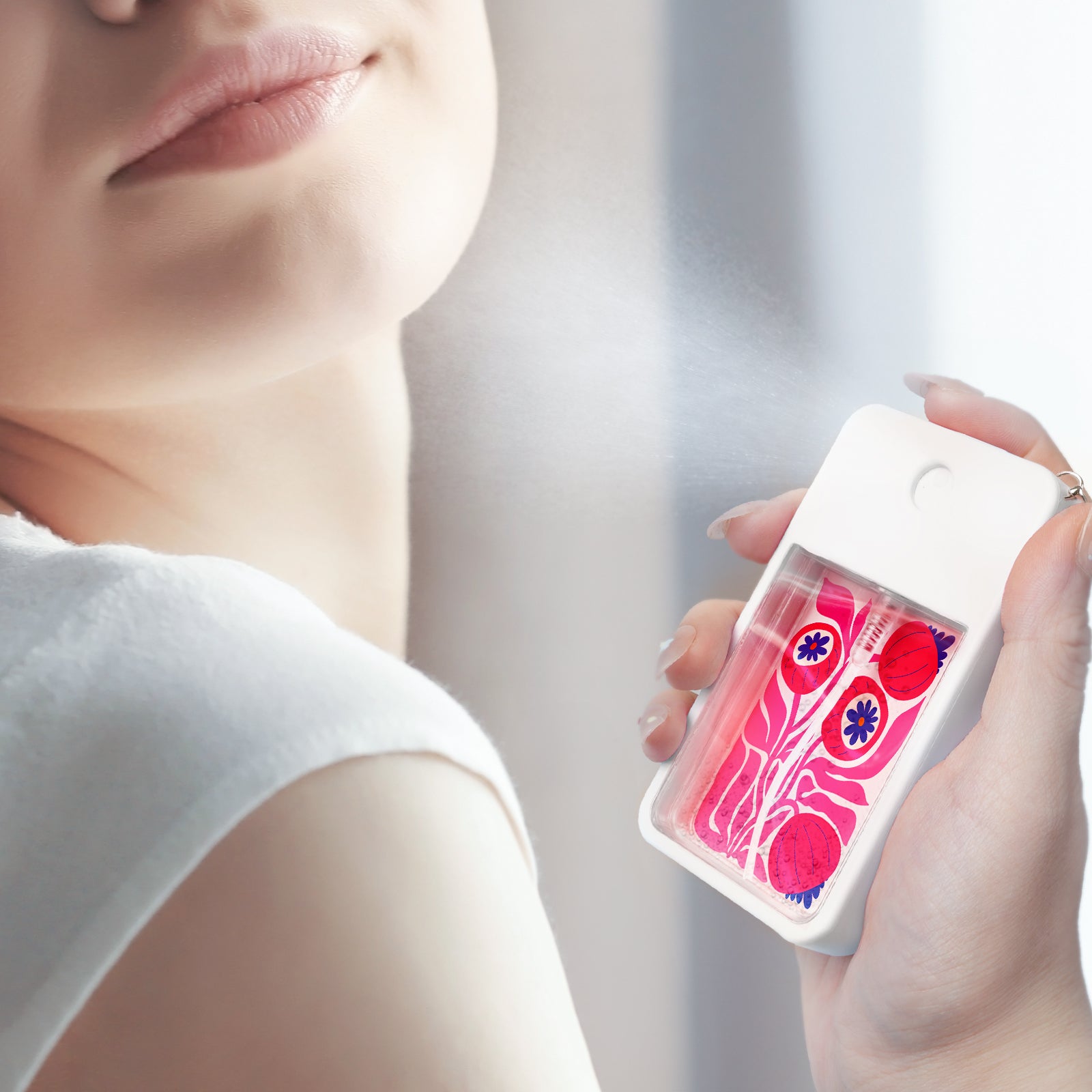 Wholesale Sublimation Blanks Card Perfume Spray Bottle 1FL. OZ 30 ml White with Key Ring, Portable Refillable Travel Sprayer with Double-Sided Sublimation Aluminum Sheets for DIY 12 Pack