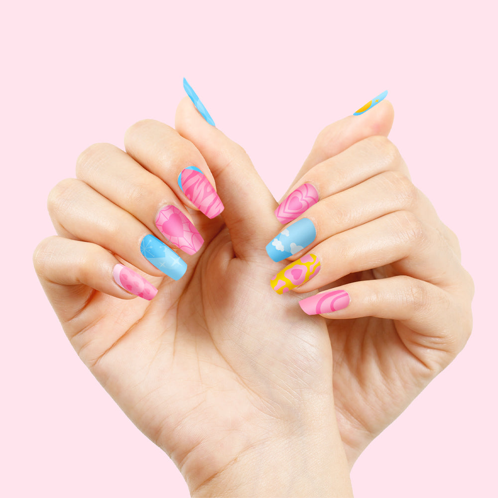 40 Pack 3D Sublimation Press On Nails Short White Blanks Bulk 4 Sizes,with 160 PCS Individual PP Bags and Cards