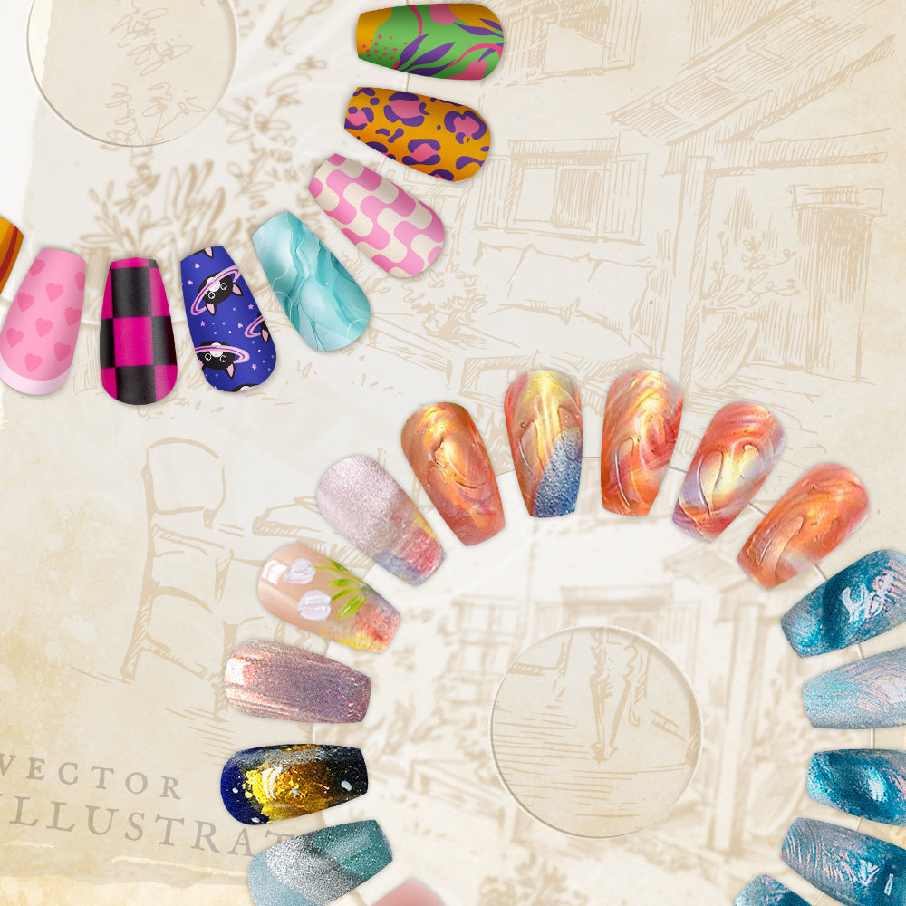 40 Pack 3D Sublimation Press On Nails Short White Blanks Bulk 4 Sizes,with 160 PCS Individual PP Bags and Cards