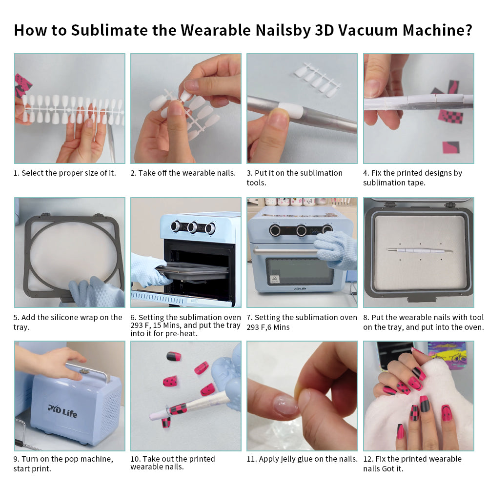 40 Pack 3D Sublimation Press On Nails Short White Blanks Bulk 4 Sizes,with 160 PCS Individual PP Bags and Cards