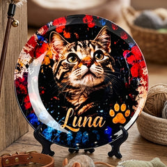 3D Sublimation Blanks Plates 8" with Display Stand White Full Wrap Printable Ceramic Plates for DIY Photo Designs Home Decor