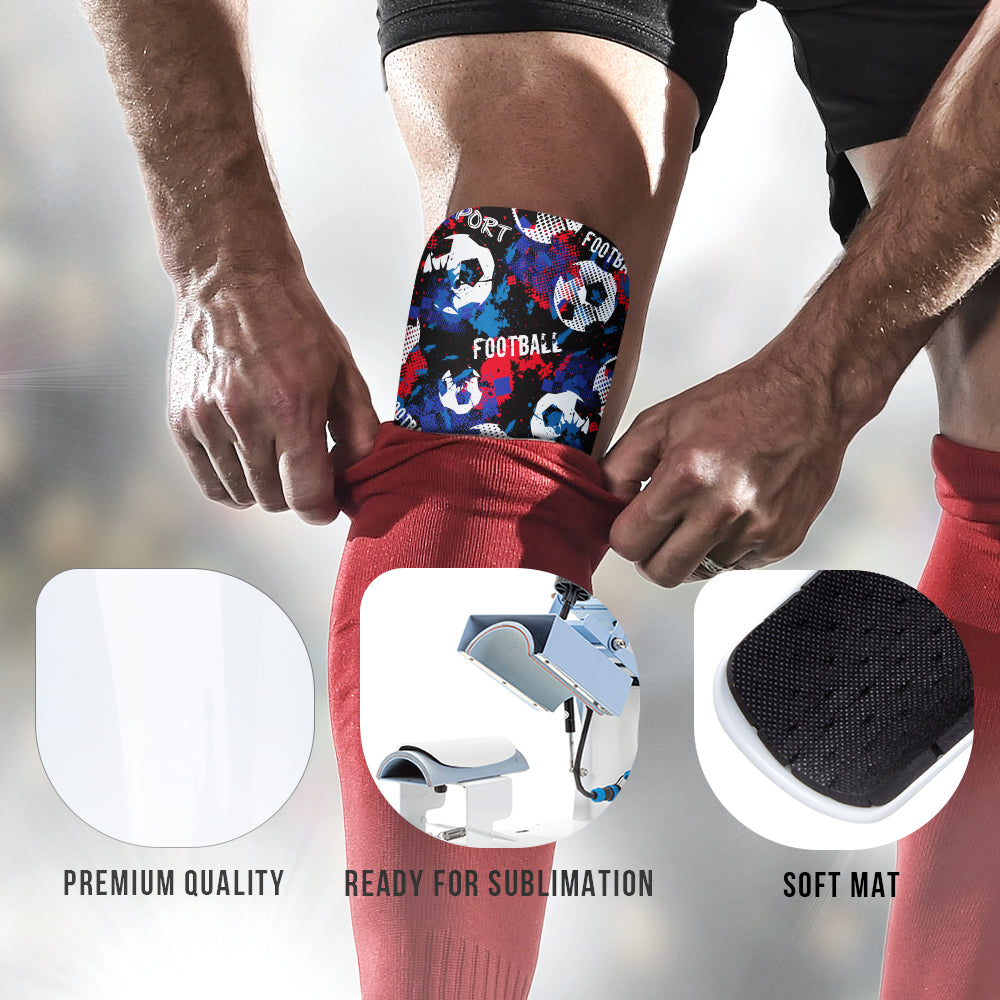 Soccer Shin Guard Pads White for Sublimation 6 Pairs (3 Size Options)