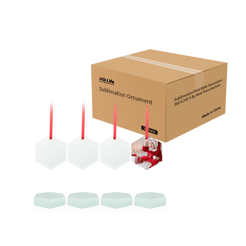 Wholesale Sublimation Glass Ornament Blanks with Red Ribbon Bulk for Christmas Easter Home Decor 48 PCS(4 Shape)