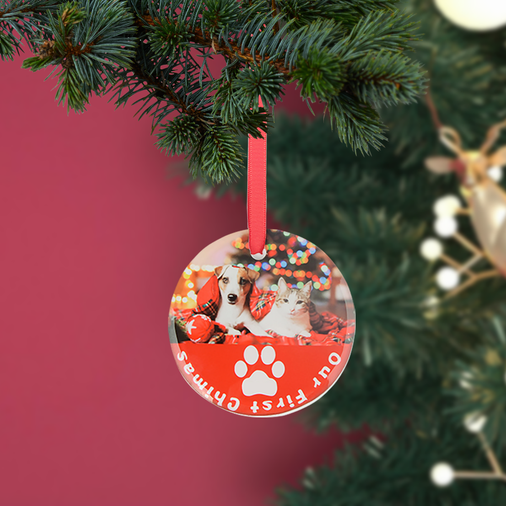 Wholesale Sublimation Glass Ornament Round with Red Ribbon 3 Inch 240 ...
