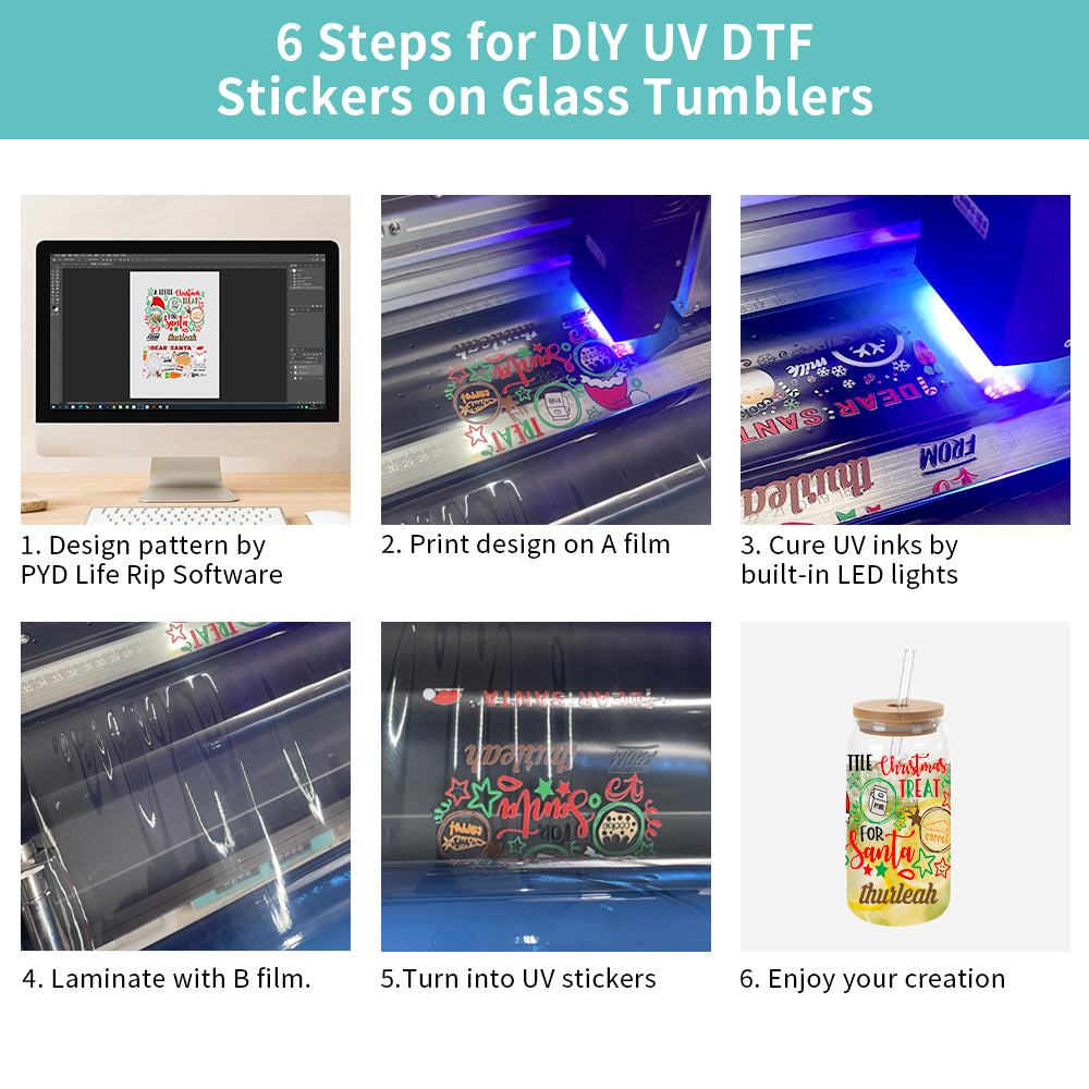 A3 UV DTF Starter Kit with Printer Dual i3200U1HD Print Head All in One System with Laminating Multifunction AB Film UV Light