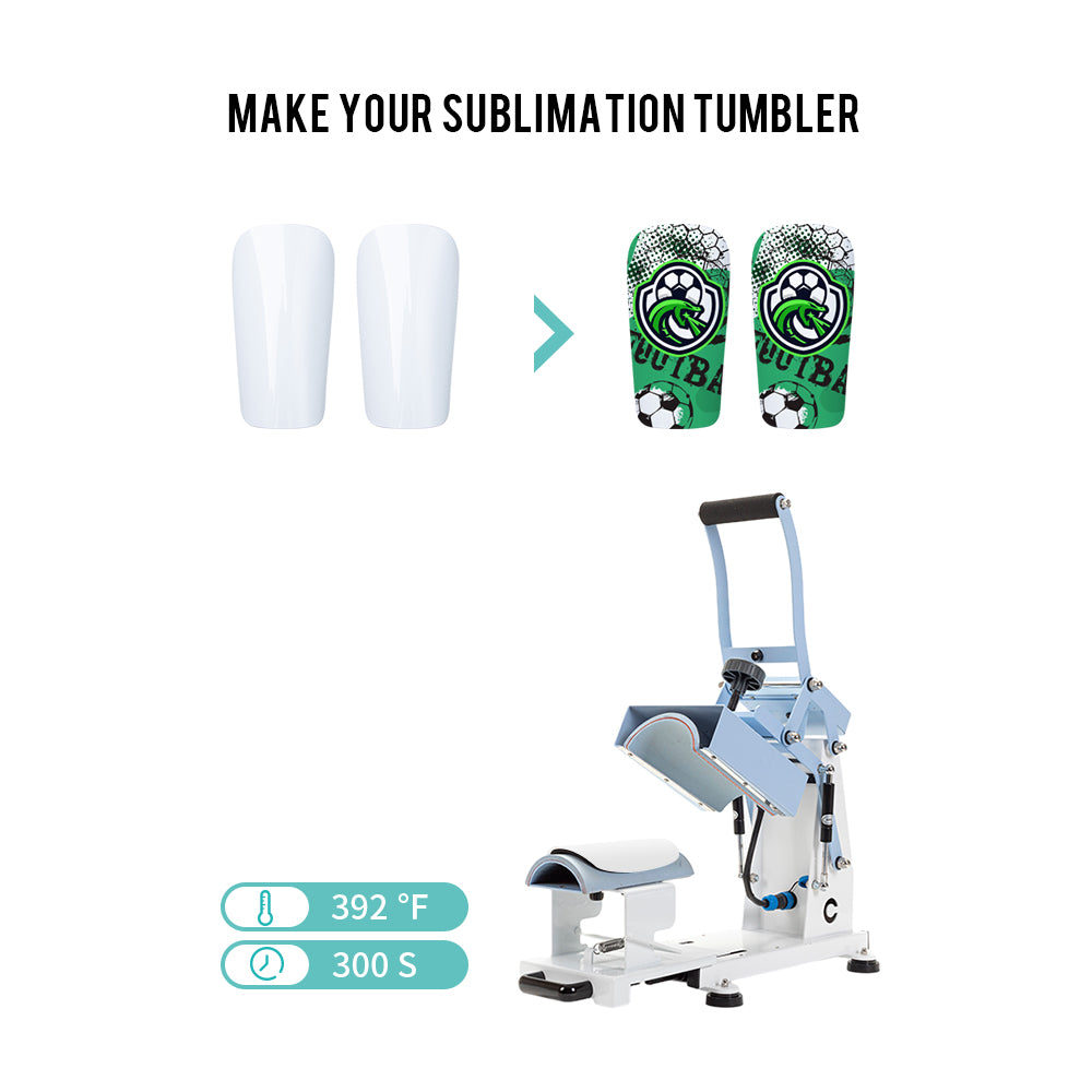 Soccer Shin Guard Pads White for Sublimation 6 Pairs (3 Size Options)