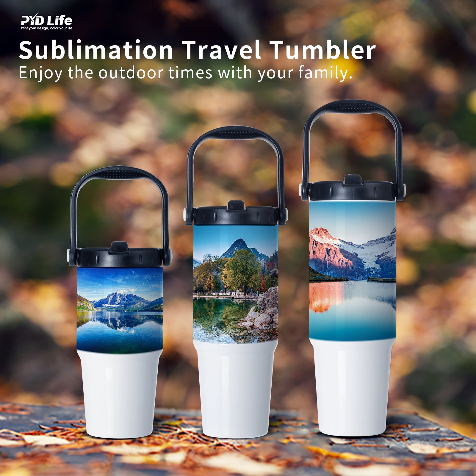 Sublimation Adventure Tumblers White With Large Handle Cap and Straw 20 OZ 8 Pack& 24 Pack & 48 Pack