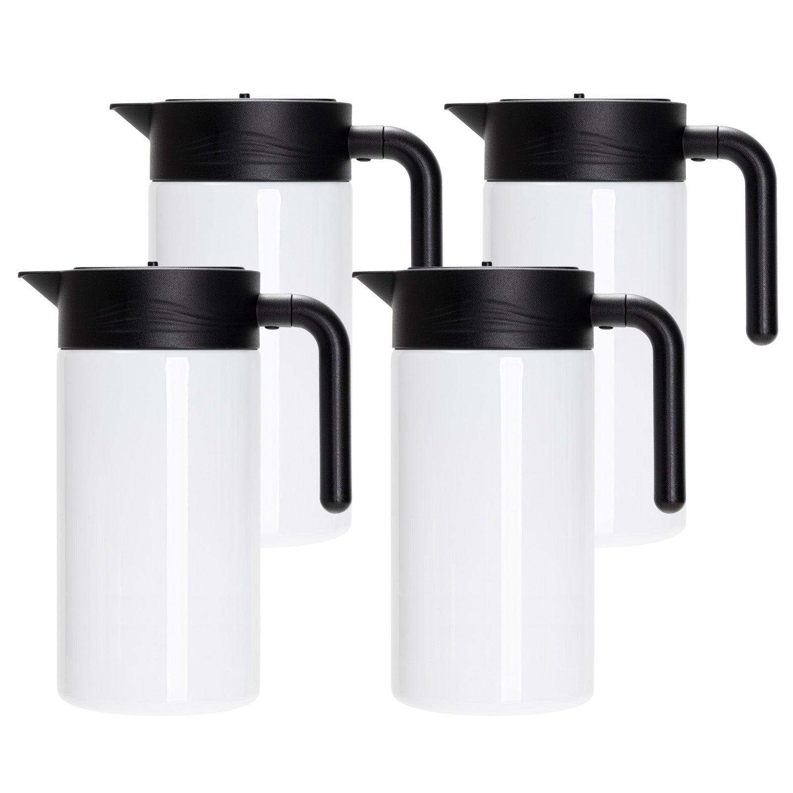 Plastic Carafes with White Caps (4 Pack) - 50 oz Carafe - Leak