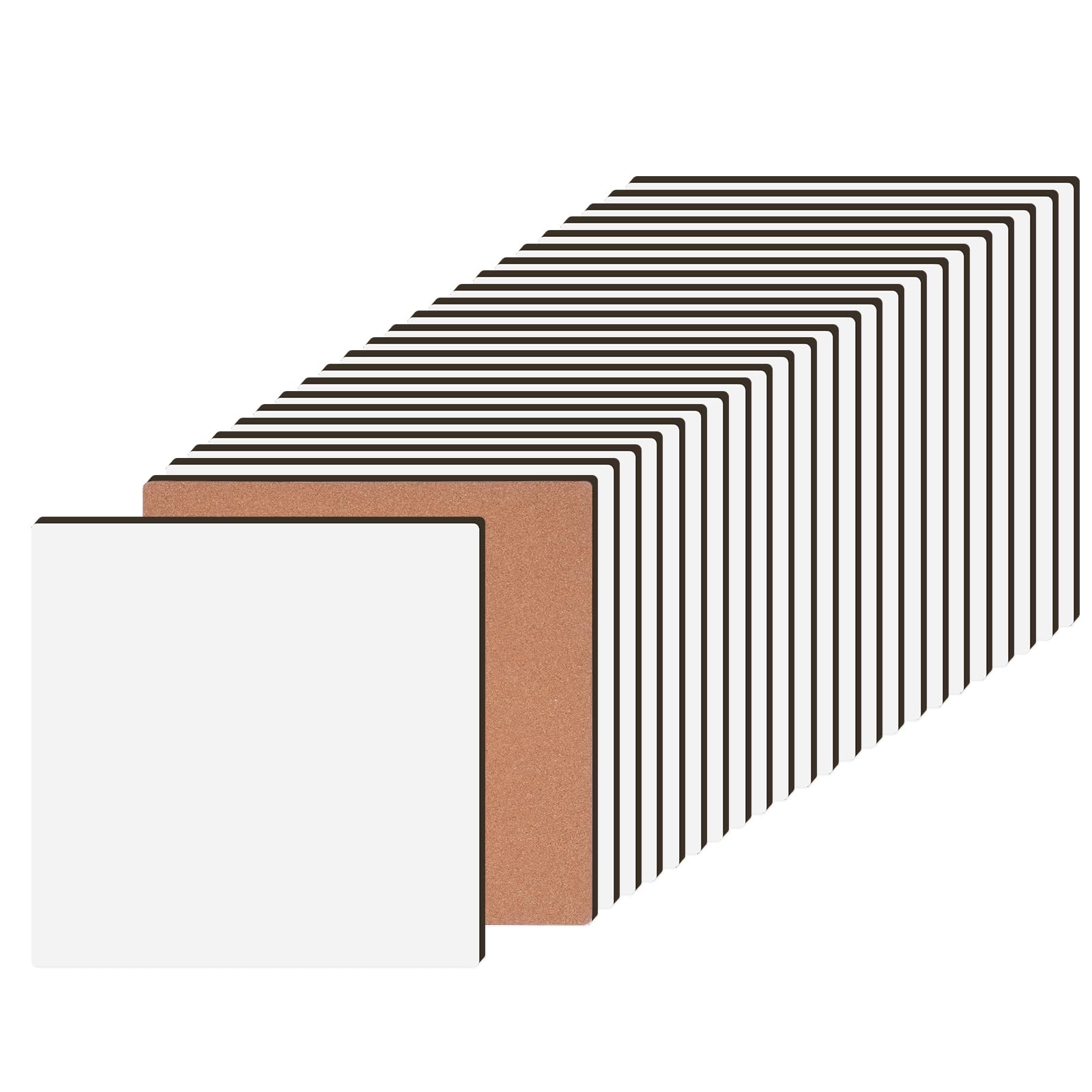 Wholesale Sublimation MDF Board Blanks Sheets with Cork Bulk White 11.8" x 11.8",1/8" Thick(3 mm) Wood Boards for Custom Coasters,for Xtool Glowforge 40 W Cutting Machine DIY Projects 24 Pack & 72 Pack & 144 Pack