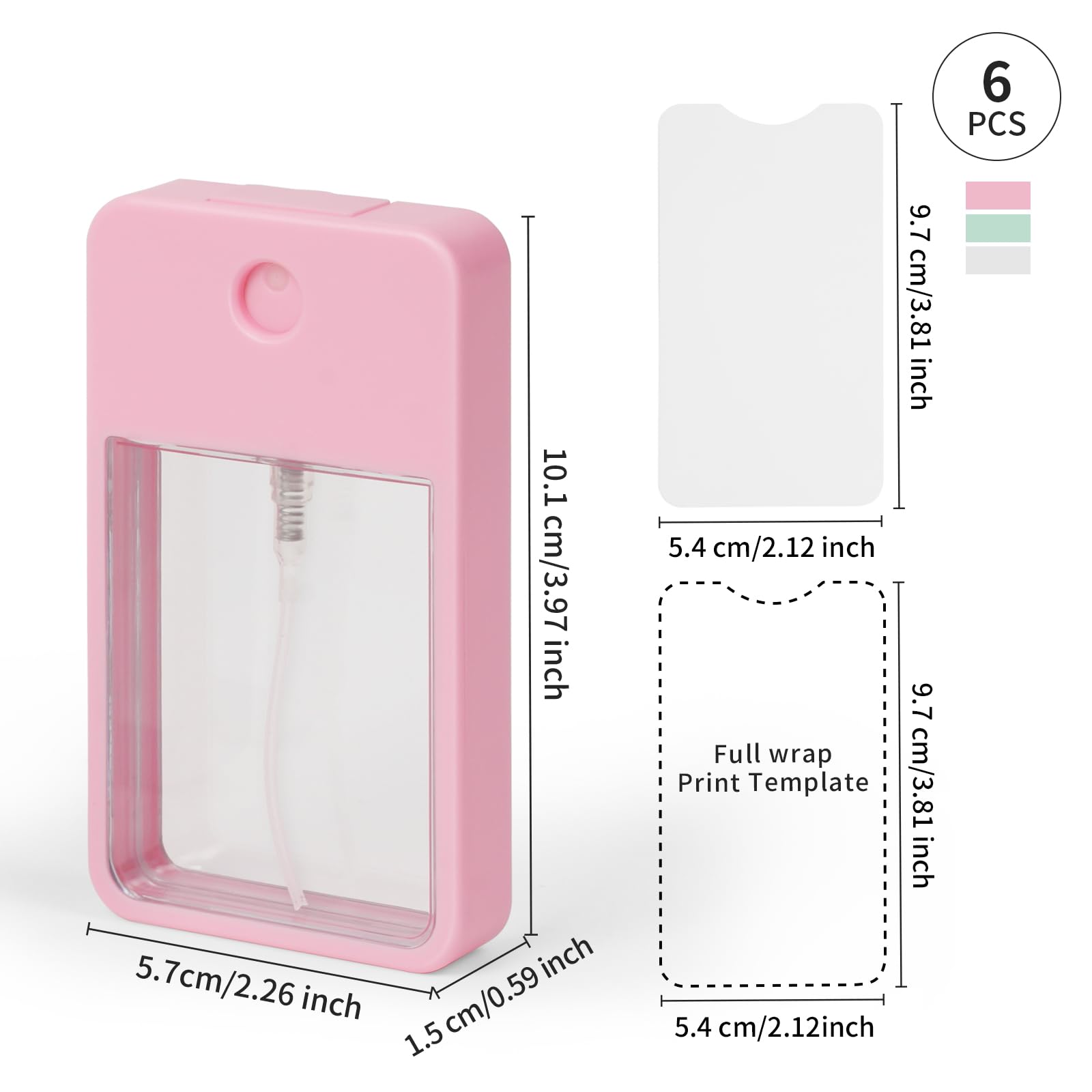 Wholesale 12 Pack Sublimation Blanks Card Perfume Spray Bottle 1FL. OZ 30 ml Mixed Color, Portable Refillable Travel Mist Sprayer with 16 PCS Double-Sided Sublimation Aluminum Sheets for Custom Design