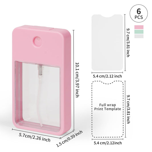 Wholesale 12 Pack Sublimation Blanks Card Perfume Spray Bottle 1FL. OZ 30 ml Mixed Color, Portable Refillable Travel Mist Sprayer with 16 PCS Double-Sided Sublimation Aluminum Sheets for Custom Design