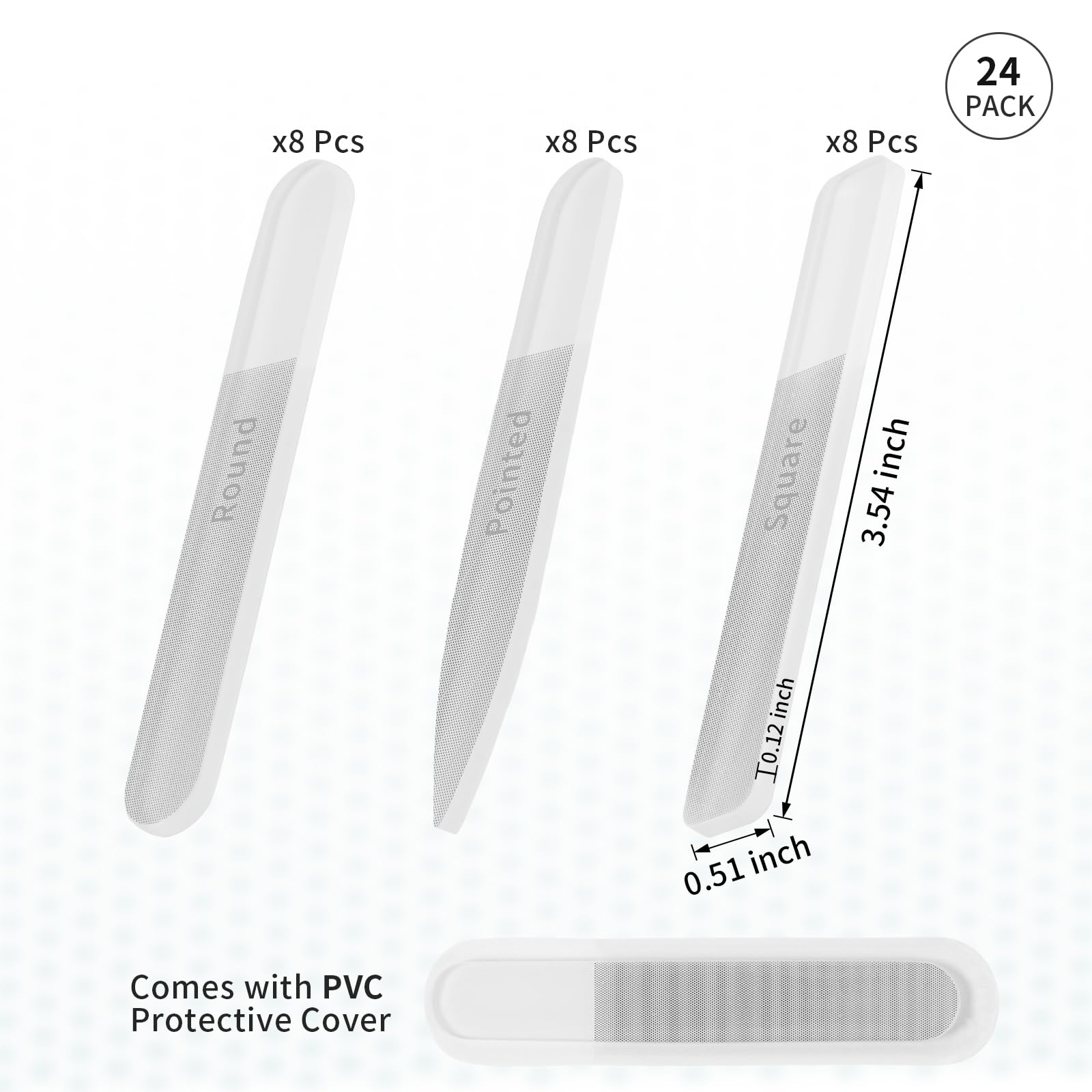 Wholesale Sublimation Glass Nail File Blanks,Mixed Nail Filer Nano Glass Reusable Crystal Nail File for Natural Nails,Customable Nail Filer for for Heat Press Machine Printing 24 Pack