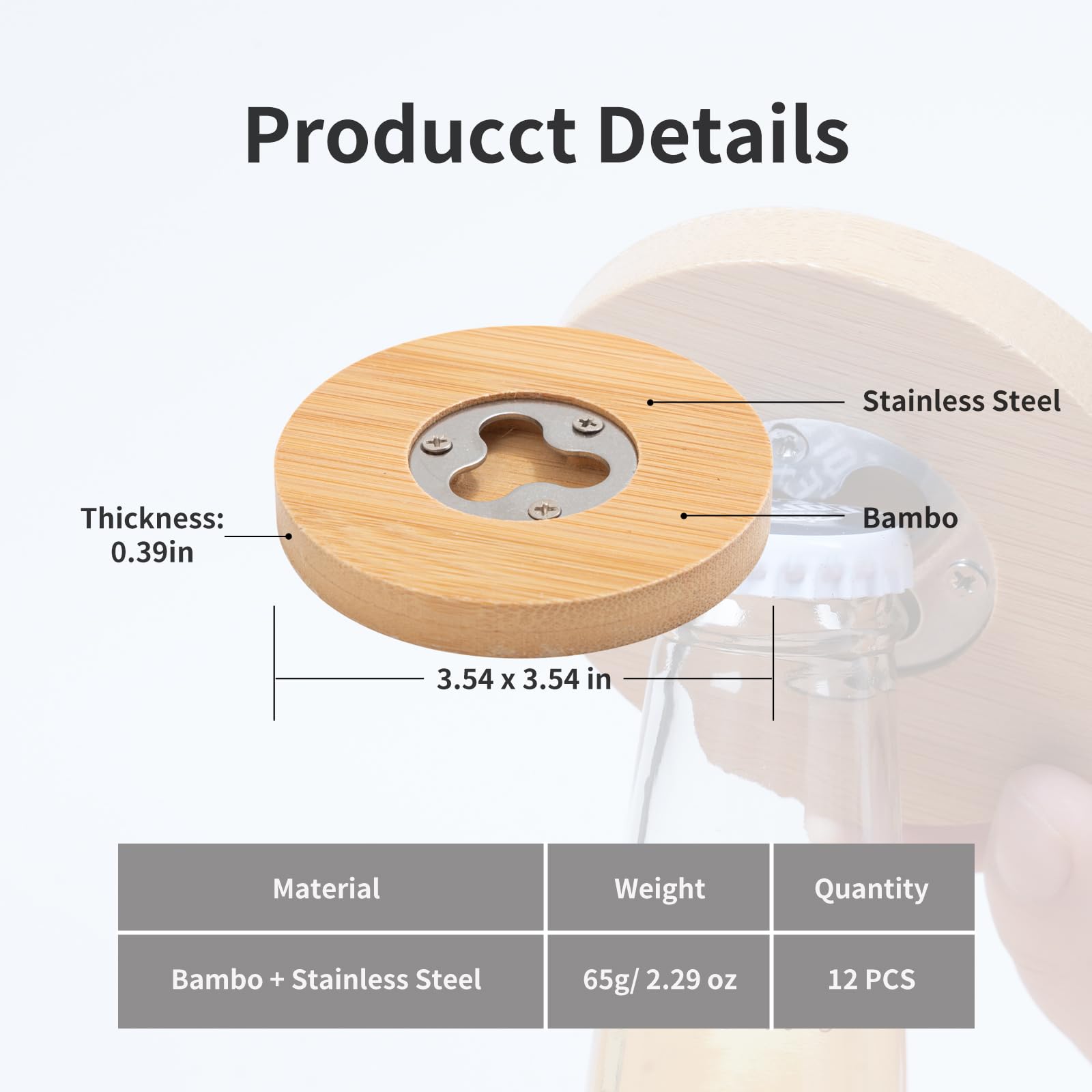 Wholesale 2 in 1 Sublimation Stainless Steel Bottle Opener Mug Cup Coasters Blanks Bamboo (2  Shapes)