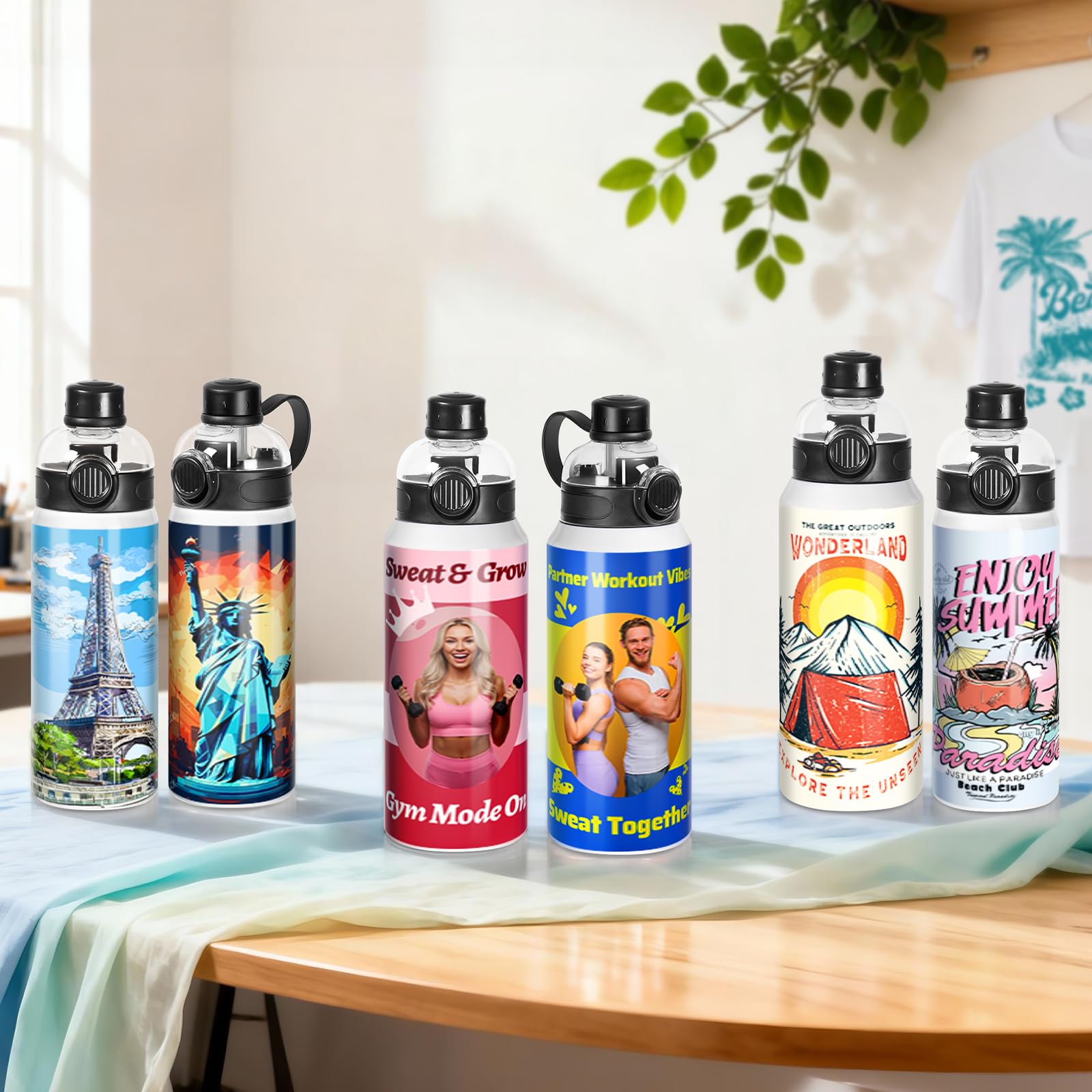 Wholesale Sublimation Sports Insulated Water Bottle Blanks Vacuum Tumblers with Straw Spout Pop Lid and Silicone Handle for Gym,Hiking,Outdoors(2 Size) 8 Pack & 24 Pack