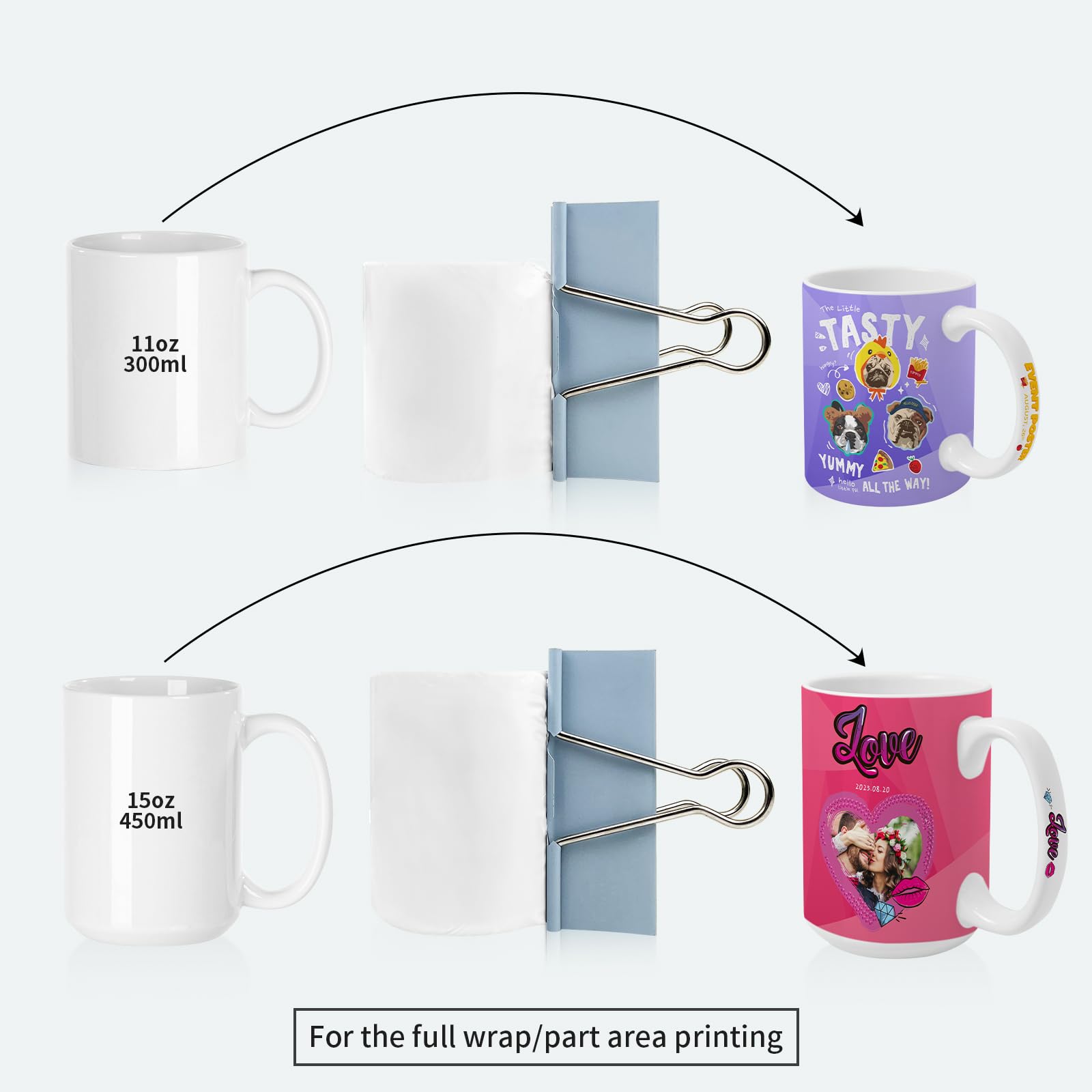 Sublimation Shrink Wrap Film Sleeves for Tumblers,White Shrink Wrap Film Bags for Sublimation Tumblers Cups Mugs Water Bottle 50 Pack