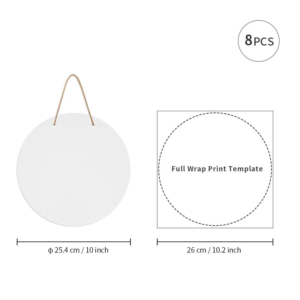 Wholesale Sublimation Door Hanger Blanks White Aluminum Round Unfinished Sign Blanks, Metal Wall Hanging Ornaments Blanks with Rope for Heat Press Machine Printing (2 Size)