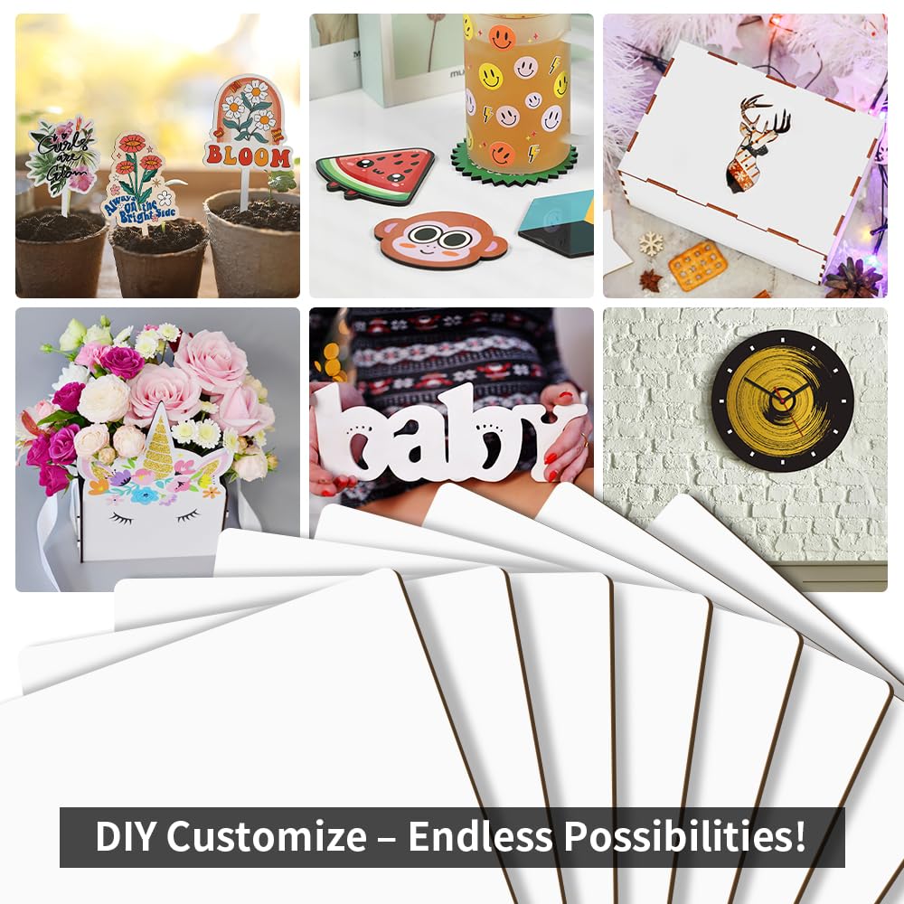 Wholesale Sublimation MDF Board Blanks Sheets with Cork Bulk White 11.8" x 11.8",1/8" Thick(3 mm) Wood Boards for Custom Coasters,for Xtool Glowforge 40 W Cutting Machine DIY Projects 24 Pack & 72 Pack & 144 Pack