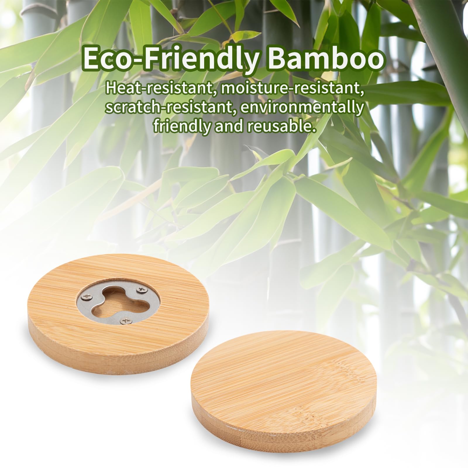 Wholesale 2 in 1 Sublimation Stainless Steel Bottle Opener Mug Cup Coasters Blanks Bamboo (2  Shapes)