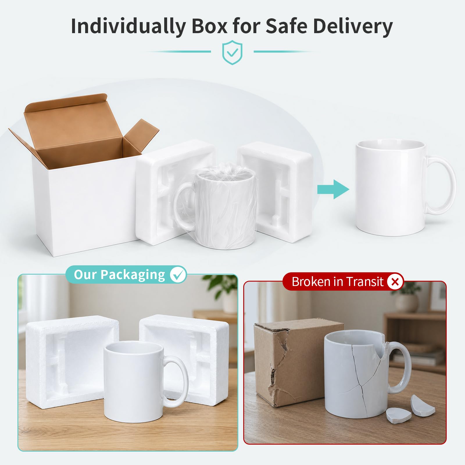 Wholesale 11 OZ Sublimation Coffee Mugs Blanks with Individual White Box, Tazas Para Sublimacion, Compatible with Cricut Mug Press Sublimation Oven