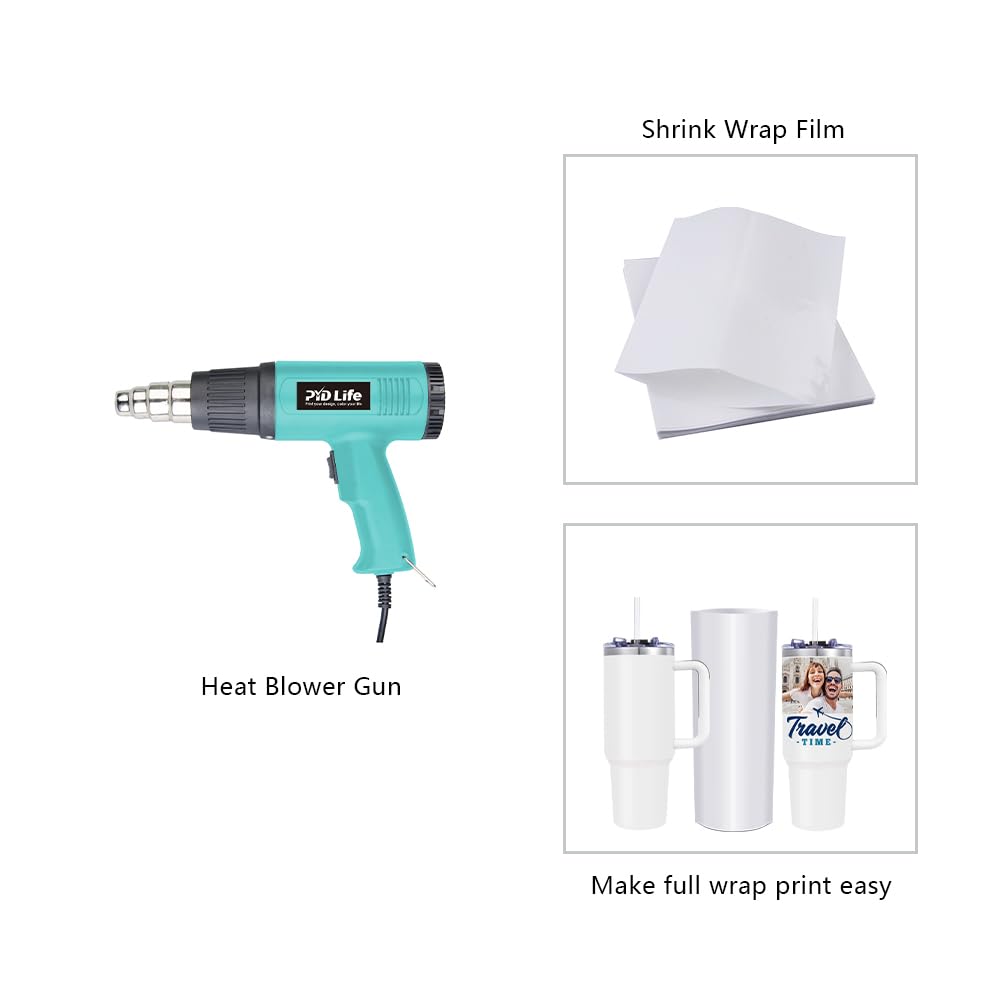 Sublimation Shrink Wrap Sleeve White Bags 11.8 x 7 Inch for 40 OZ Tumbler with Handle,Sublimation Mugs Cups Tumblers Water Bottles Print by Sublimation Oven 100 PCS for CA