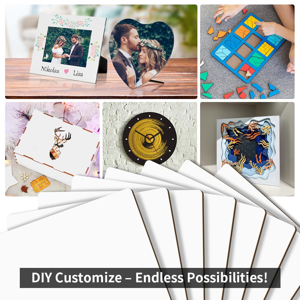 Wholesale Sublimation MDF Board Blanks Sheets Bulk White 11.8" x 11.8",1/8" Thick(3 mm) Wood Boards for Custom Coasters Ornaments,for Xtool Glowforge 40 W Cutting Machine 24 Pack & 72 Pack & 144 Pack