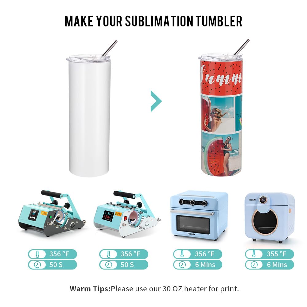 20 L Sublimation Oven Sublimation Starter Beginners Kit Bundle with 20 OZ Sublimation Tumblers,Shrink Wrap Film, Heat Gun and Cup Cradle