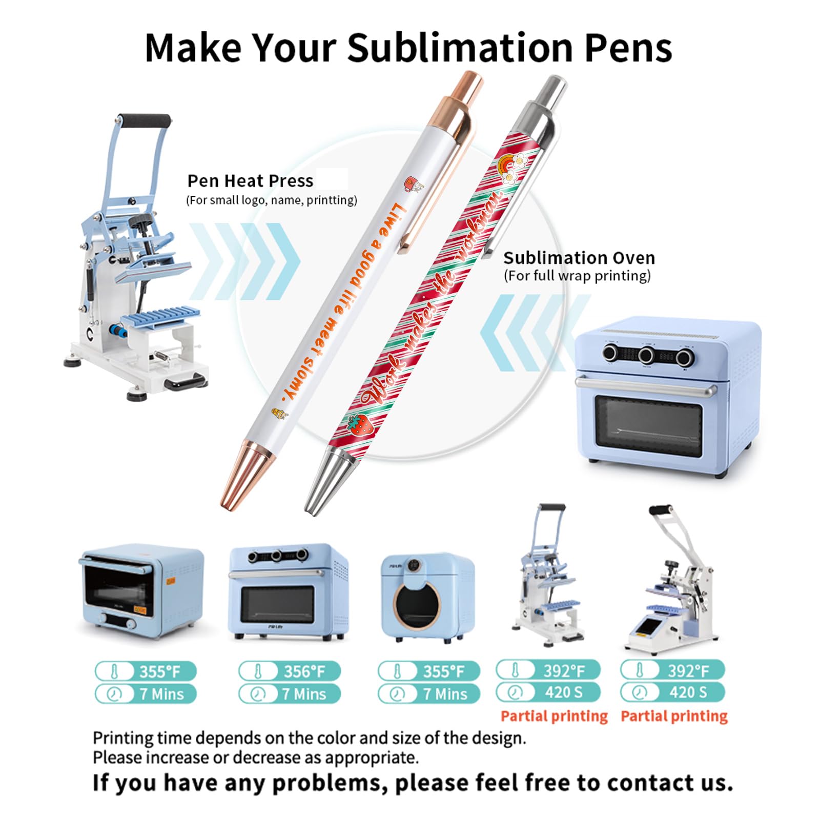 Sublimation Pens Blanks White Aluminum Ballpoint Pens with Clip and Come with 25 Pieces Shrink Wrap Films for Office School Stationery Supplies(2 Color) 40 Pack & 60 Pack & 120 Pack