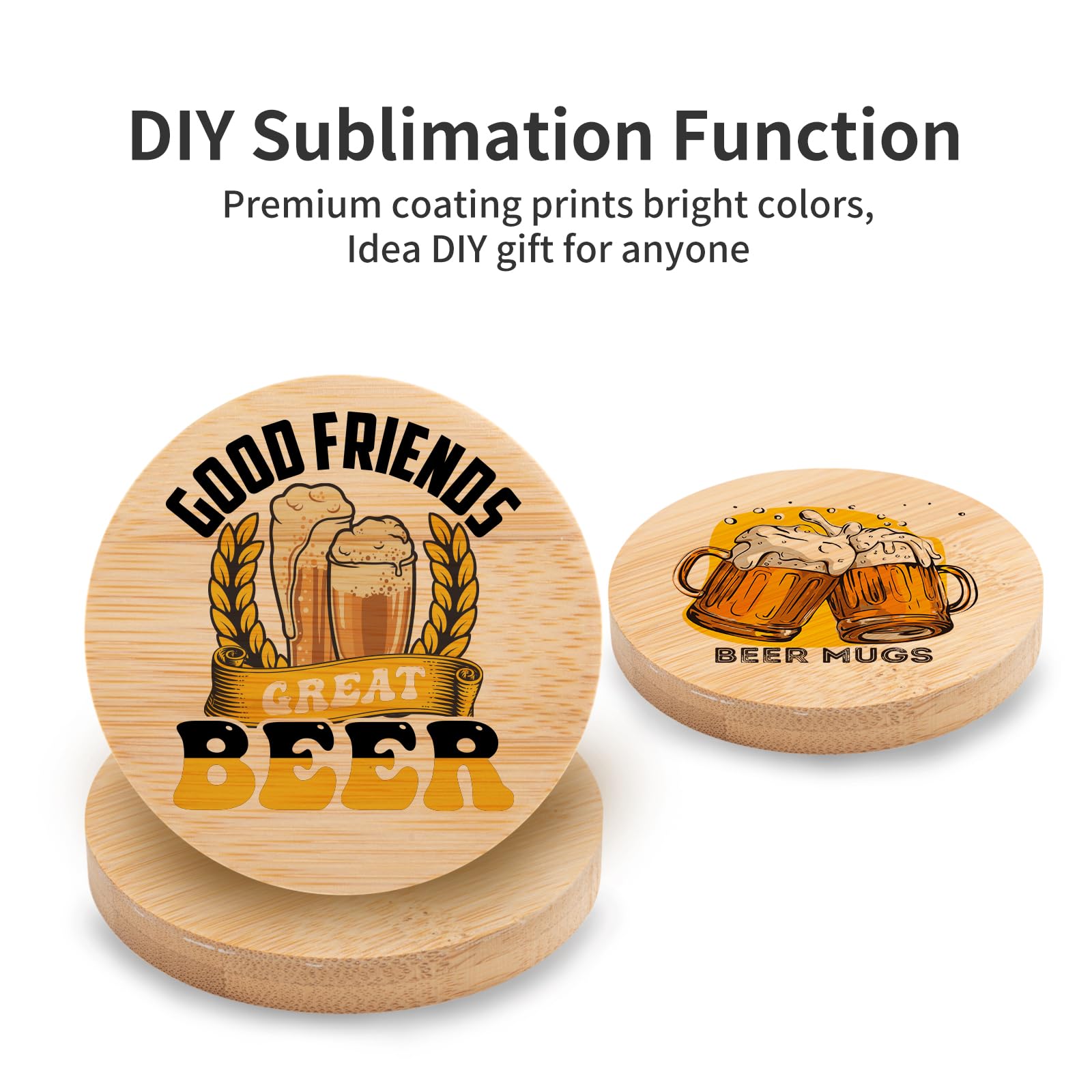 Wholesale 2 in 1 Sublimation Stainless Steel Bottle Opener Mug Cup Coasters Blanks Bamboo (2  Shapes)