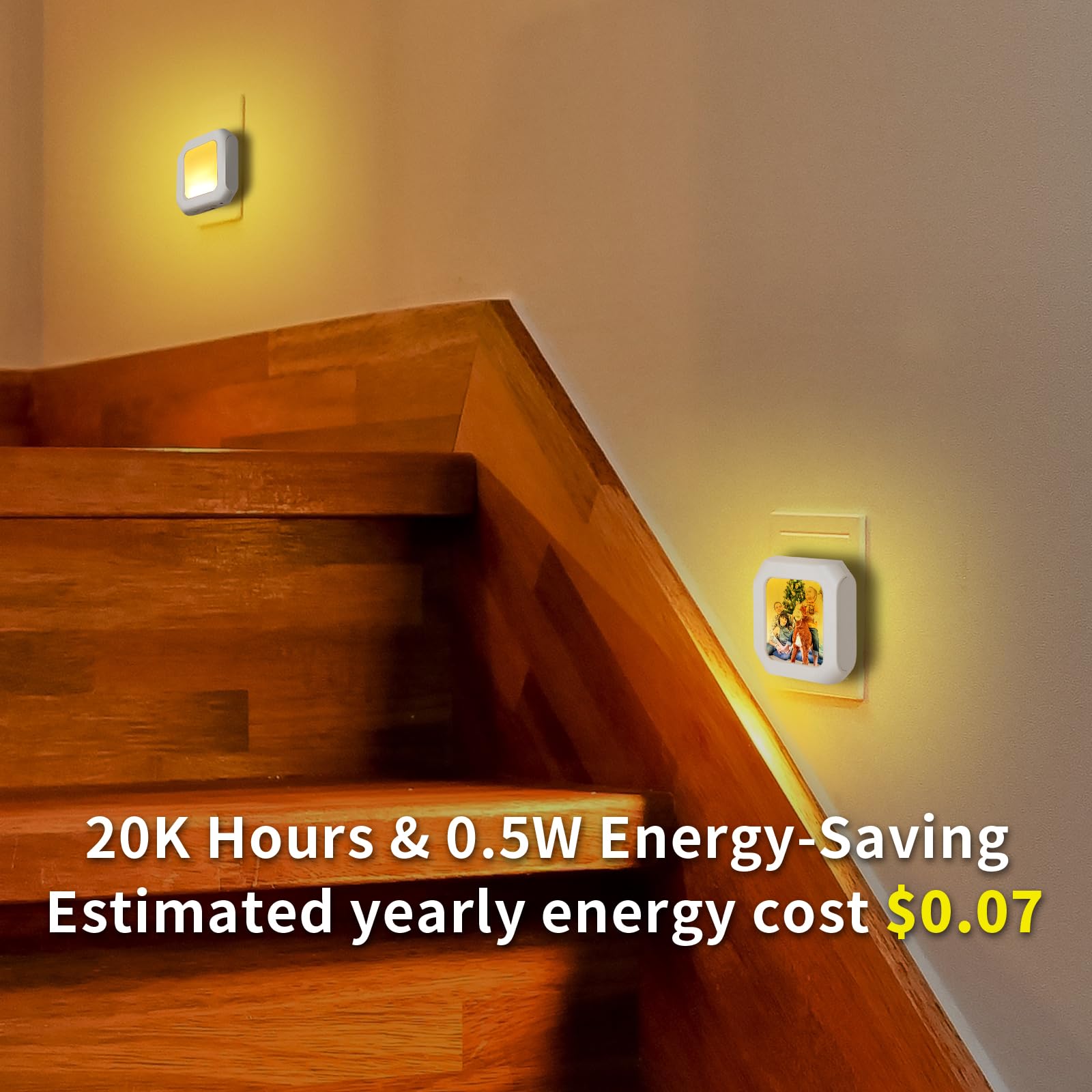 Wholesale Sublimation Night Light Blanks Plug in 2.55" x 2.55" x 1.25",Warm Yellow LED Nightlight Adjustable Brightness for Home Decor 12 Pack & 48 Pack & 96 Pack