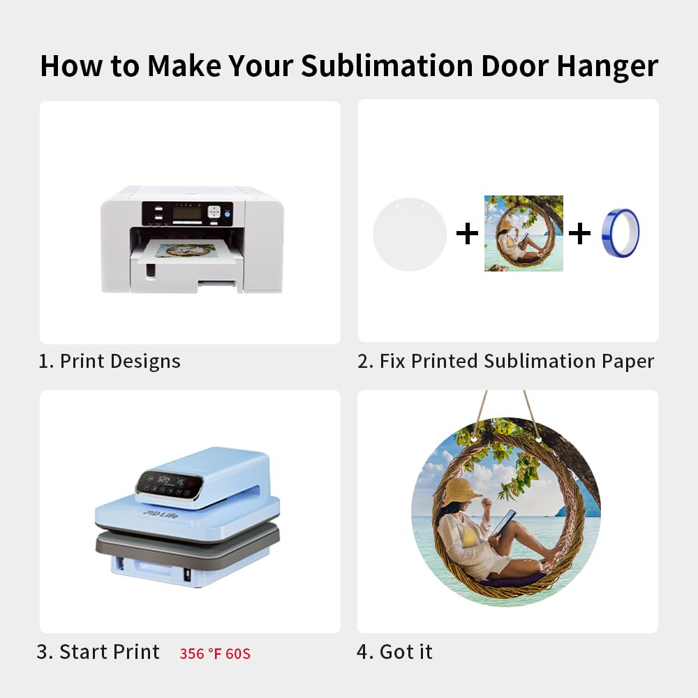 Wholesale Sublimation Door Hanger Blanks White Aluminum Round Unfinished Sign Blanks, Metal Wall Hanging Ornaments Blanks with Rope for Heat Press Machine Printing (2 Size)