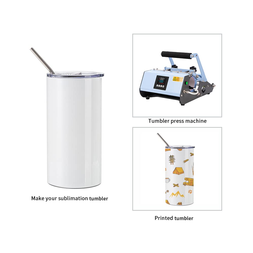 Wholesale 20 OZ Sublimation Blanks Tumbler Straight Fatty Stainless Steel Tumblerwith Lid and Metal Straw for Mug Press Machine 4 Pack