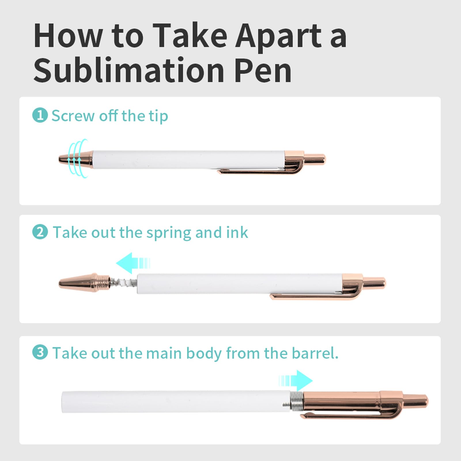 Sublimation Pens Blanks White Aluminum Ballpoint Pens with Clip and Come with 25 Pieces Shrink Wrap Films for Office School Stationery Supplies(2 Color) 40 Pack & 60 Pack & 120 Pack