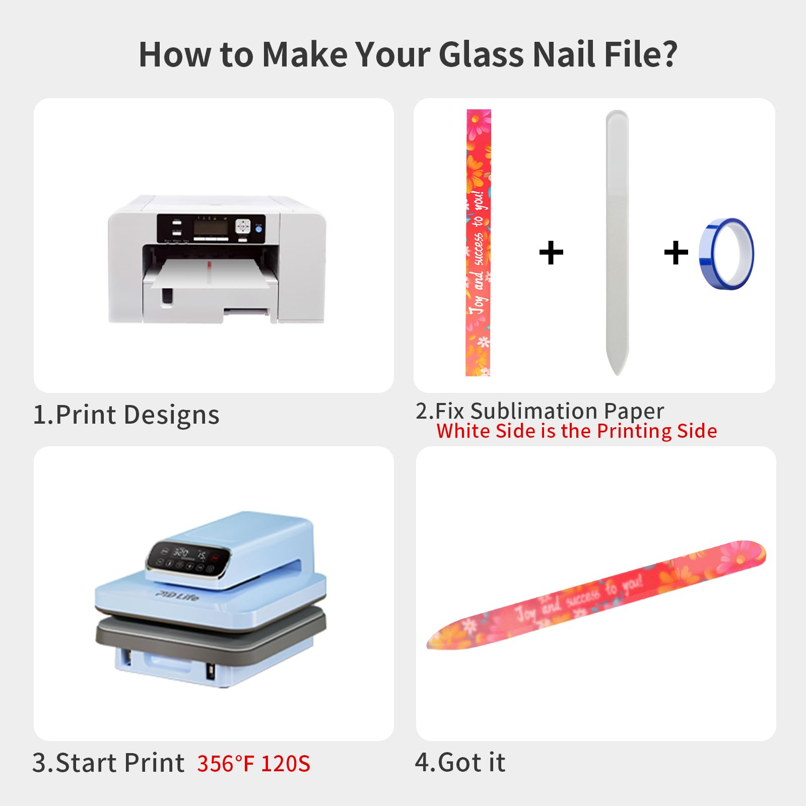 Wholesale Sublimation Glass Nail File Blanks,Crystal Nail Filer for Natural Nails, Washable and Reusable Nail Filer,Customable Nail File for Women 12 Pack